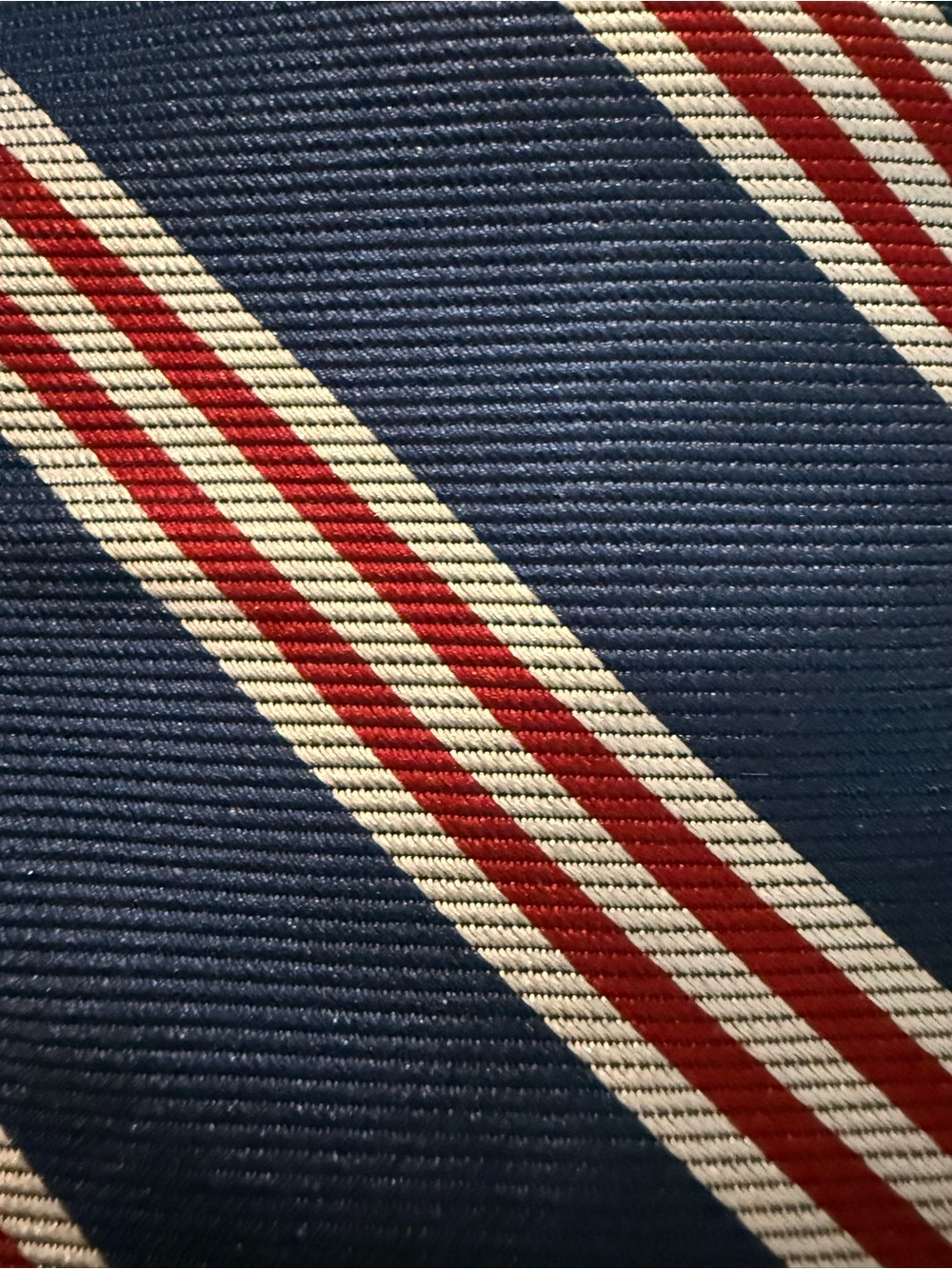 Brooks Brothers Navy Tie with Red and White Diagonal Stripes